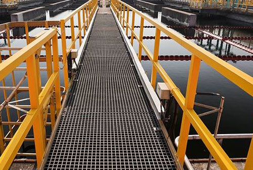FRP walkways used in wastewater treatment plants