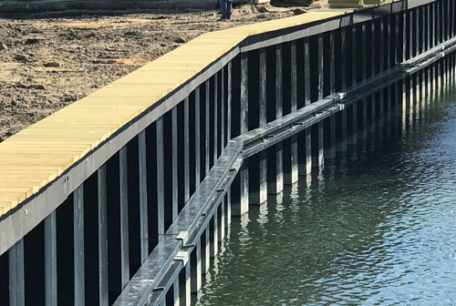 Vinyl sheet piles waterfront development